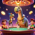 Engage with 79Z's high-energy casino scene featuring vibrant characters, poker action, and dynamic game elements.