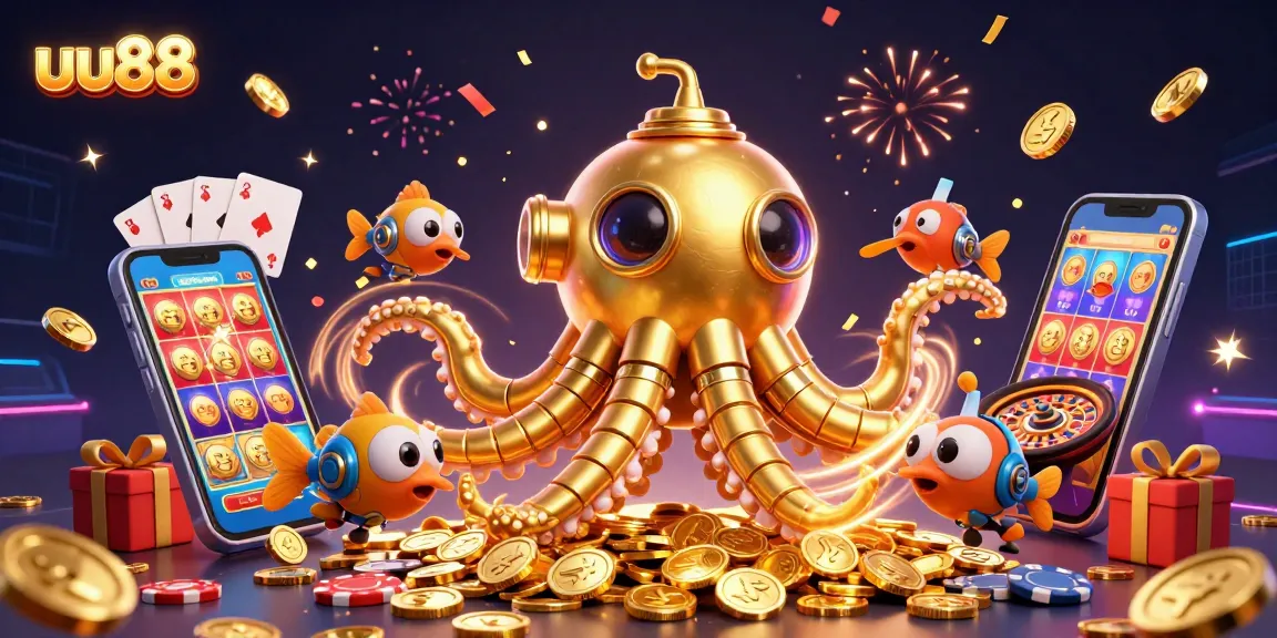 Experience excitement with uu88, a vibrant 3D casino scene featuring animated games and celebratory elements.