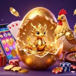 Engage with the vibrant scene of a golden dragon in a nest of chips at link vào dabet, featuring a colorful slot game.