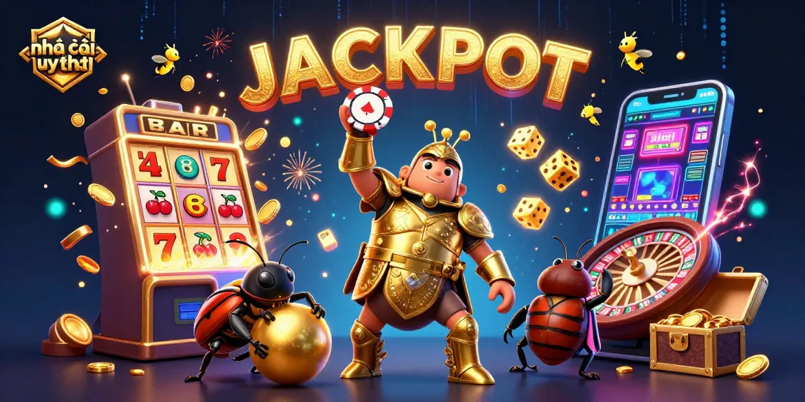 Engaging scene featuring nhà cái uy tín as a beetle triumphs in casino gaming elements, showcasing victory.