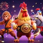 Experience สล็อตอัพเดท with dynamic characters and exciting game elements in a vibrant casino scene.