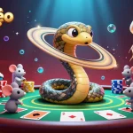 Engage in tỷ lệ kèo with astronaut mice betting amidst a vibrant cosmic casino scene, highlighting sports betting.