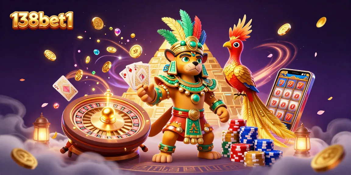 Engage with 138bet1's vibrant casino scene featuring animated Mayan characters amidst festive gameplay.