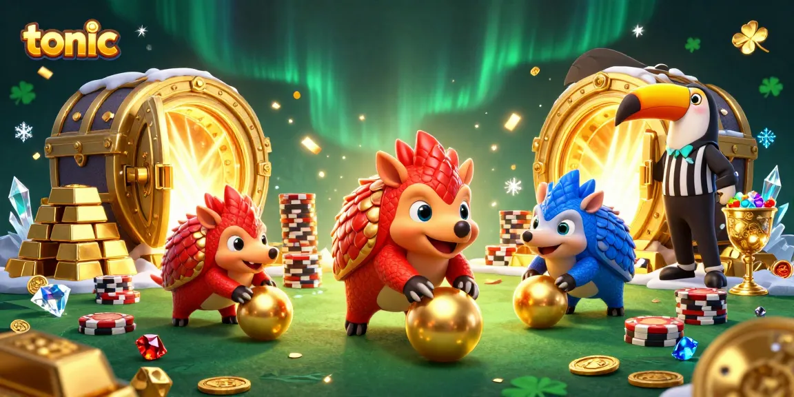 Engage in thrilling gameplay with tonic-inspired rival pangolins in a vibrant casino setting.