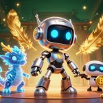 Experience the thrill of hit club with futuristic robots and dragons among vibrant gold coins.