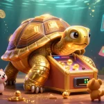 Engage with HK88 in an exciting gaming scene featuring a colossal golden tortoise and vibrant casino elements.
