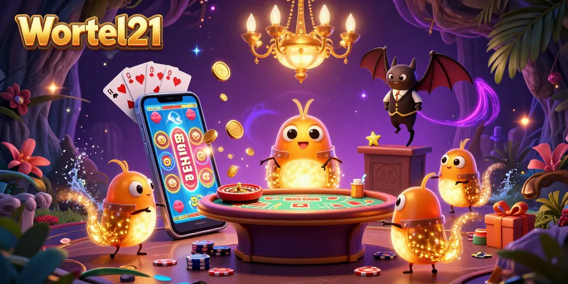 Experience the exciting slot action at Wortel21 with glowing glowworms and vibrant casino elements!