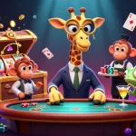 Mebet offers thrilling casino action as a high-roller giraffe and monkey valet create excitement.