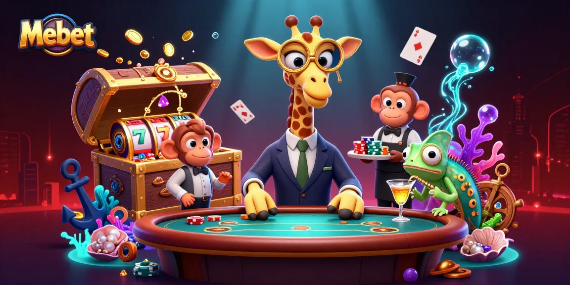 Mebet offers thrilling casino action as a high-roller giraffe and monkey valet create excitement.