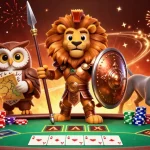 Engage with cm8888 at a vibrant poker table surrounded by dynamic gaming elements.