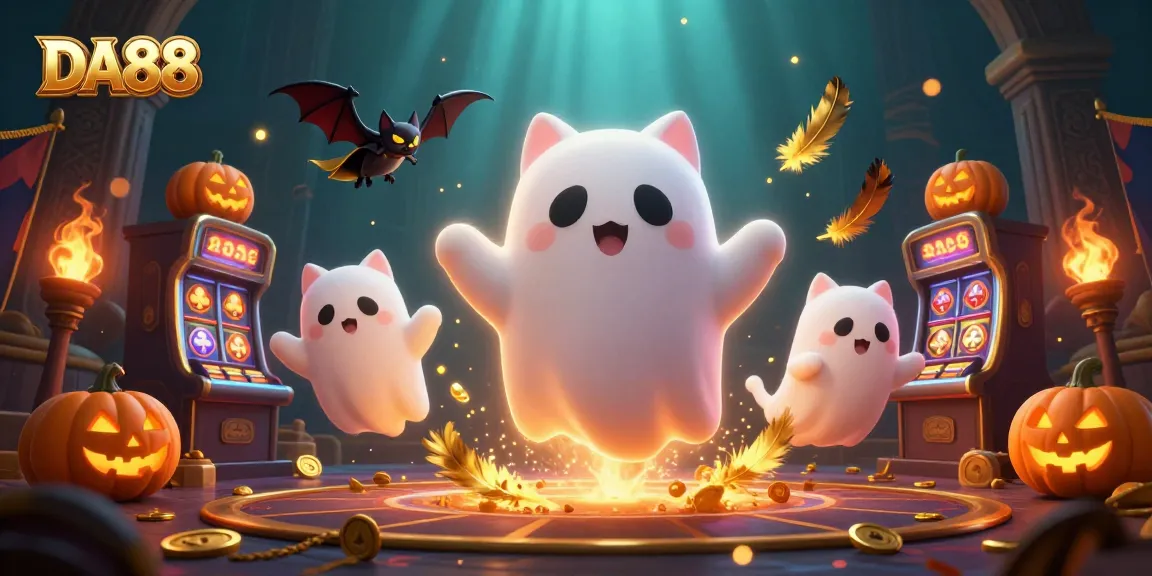 Experience thrilling gameplay with DA88 as a ghostly cat navigates a haunted casino.