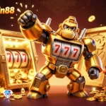 Experience high-energy gaming action with nhacaiuytin88's vibrant 3D casino illustration featuring dynamic characters and wealth.