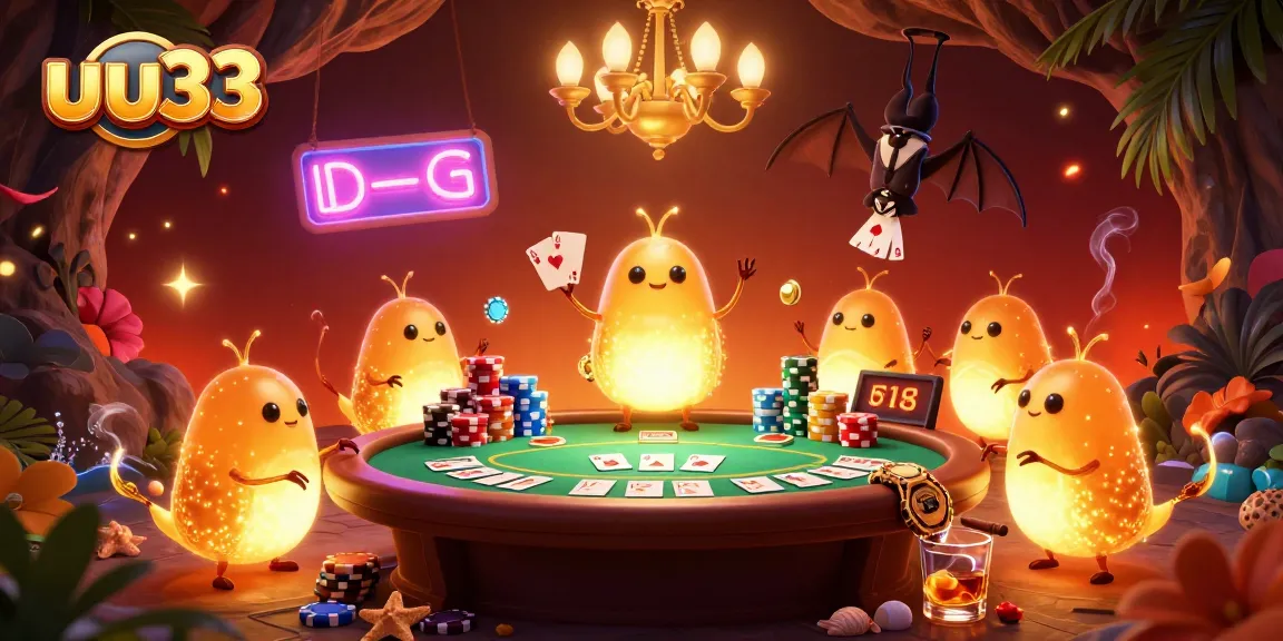 Illuminate your gaming experience at uu33 with a vibrant cave casino scene featuring glowworms.