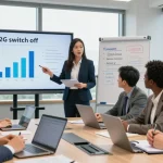 Team discussing the o2 2g switch off impact on businesses in a modern office.