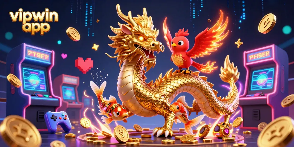 Engage with the vipwin app in this vibrant casino scene featuring captivating symbols and characters.