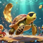 Play slot games and win at VU88 with a vibrant scene of a pirate turtle and treasure.