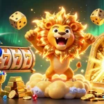 Situs depo 10k engaging players with vibrant 3D casino art, showcasing roaring sun lion and golden rewards