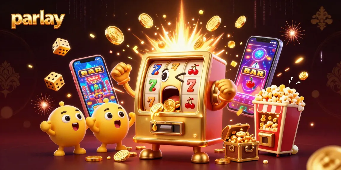 Experience parlay betting excitement with vibrant slot machines and jackpot celebrations.