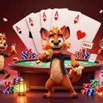 Engaging scene of hyenas embodying australian online casinos with vibrant casino elements.
