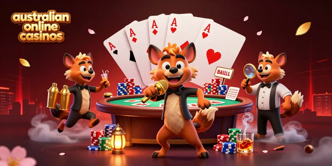Engaging scene of hyenas embodying australian online casinos with vibrant casino elements.