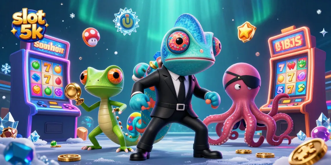 Experience the thrilling slot 5k gameplay with dynamic characters amidst vibrant casino elements.
