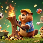 Join the excitement at okvipro with a lively scene of gaming fun, featuring dynamic 3D characters surrounded by sports elements and golden rewards.