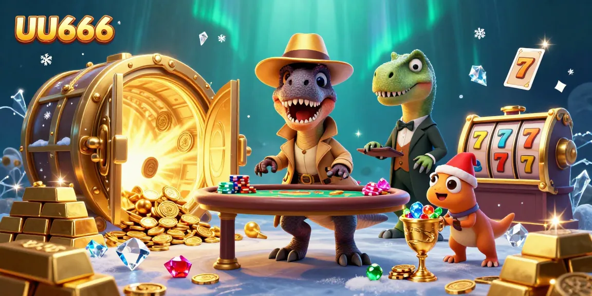 UU666 velociraptor card counter sneaks into a casino scene with diamonds and gold.