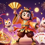 Experience the thrill of V8AB with a vibrant 3D scene of casino excitement featuring dynamic characters and elements.