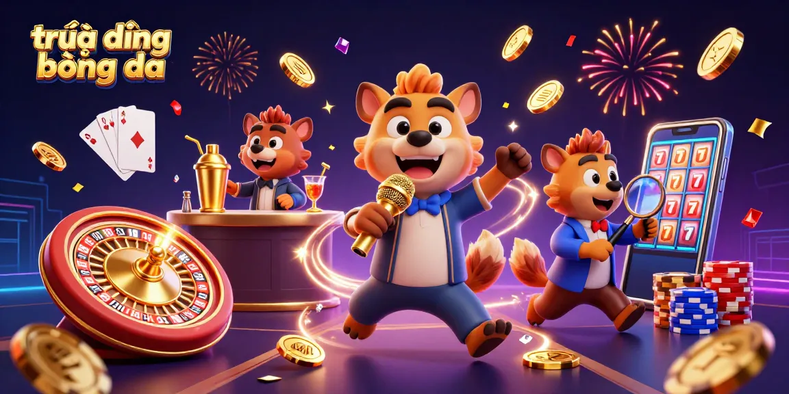 Engage in trực tiếp bóng đá with dynamic hyena characters in a lively casino scene filled with fun and excitement.