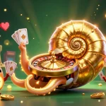 Drawing players’ attention at okfun, a giant nautilus roulette with cards showcases vibrant casino gaming.