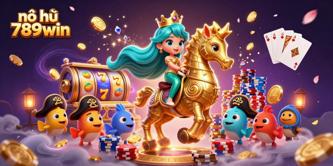 Experience the excitement of nổ hũ 789win with this vibrant 3D casino illustration featuring a mermaid and jackpot symbols.
