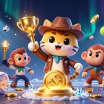 Experience excitement and win at tải hitclub as cartoon characters uncover casino treasures in a vibrant setting.