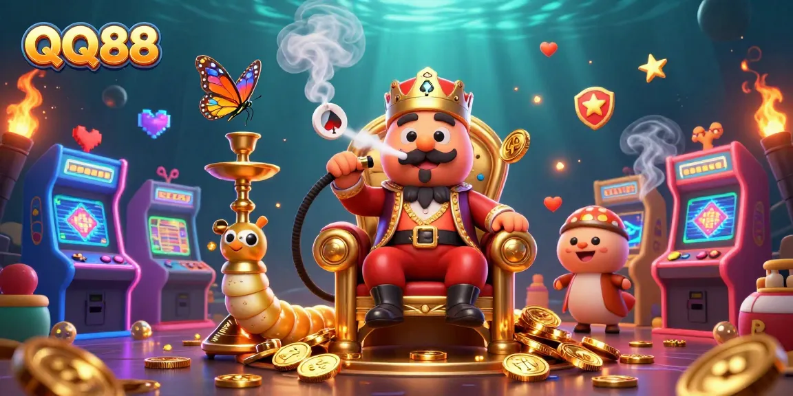 Engage with QQ88's vibrant casino world through this immersive 3D illustration featuring gaming excitement.