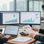 Consultation on PayPal merchant cash advance with financial advisor in modern office setup