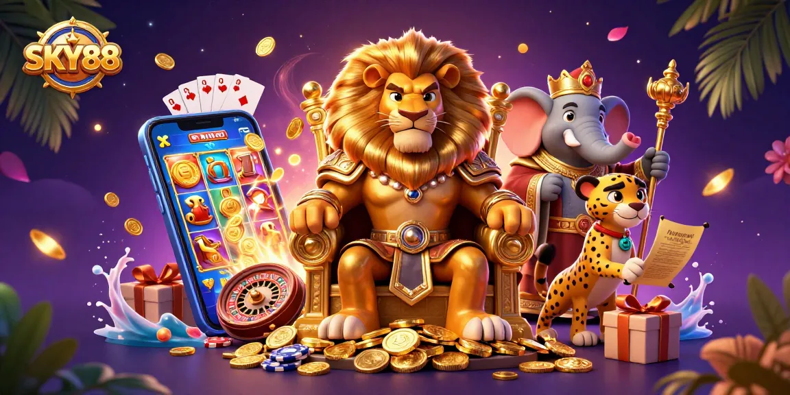 Experience excitement with SKY88 as the lion king rules the casino realm filled with colorful slot games.