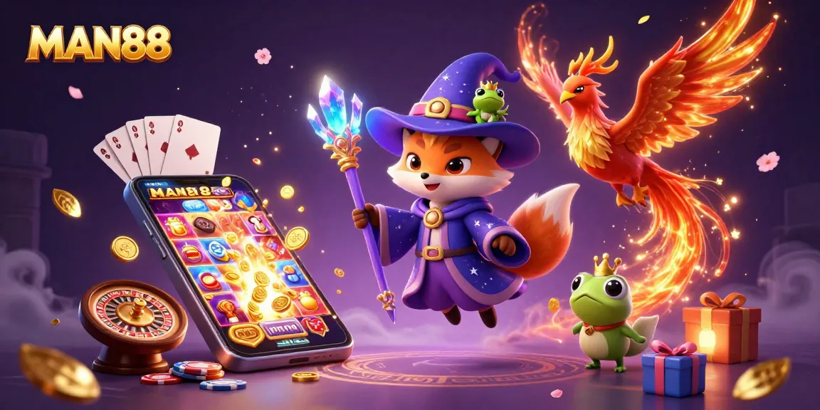 Engage with MAN88's captivating online casino experience featuring dynamic slots and magical elements.