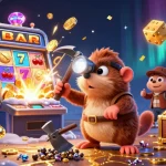 Join the treasure hunter mole from okwintv in a vibrant casino adventure with 3D slot machines and glowing gems.
