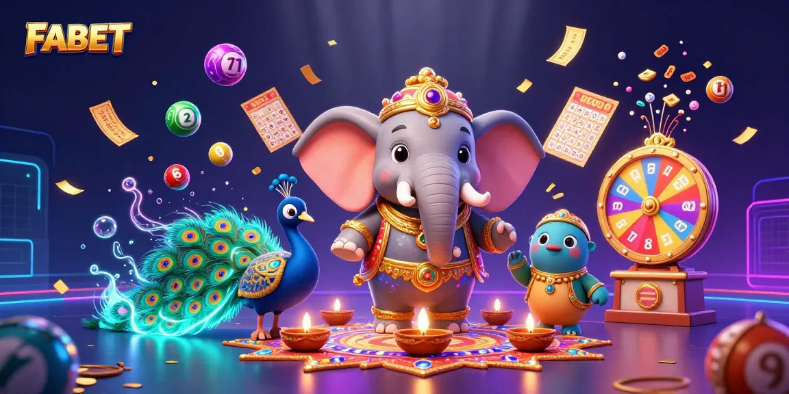 Experience thrilling gameplay with FABET's vibrant 3D casino scene packed with colorful lottery elements.
