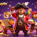 Engage in thrilling gameplay with topnhacaiuytin featuring a pirate captain bear, an energetic tiger, and treasure.