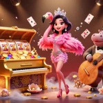 Casino spin illustration featuring vibrant characters and dynamic gaming elements, perfect for engaging gamblers.