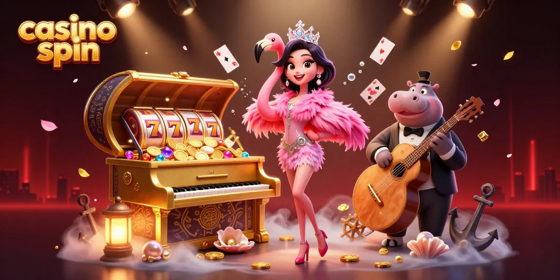 Casino spin illustration featuring vibrant characters and dynamic gaming elements, perfect for engaging gamblers.