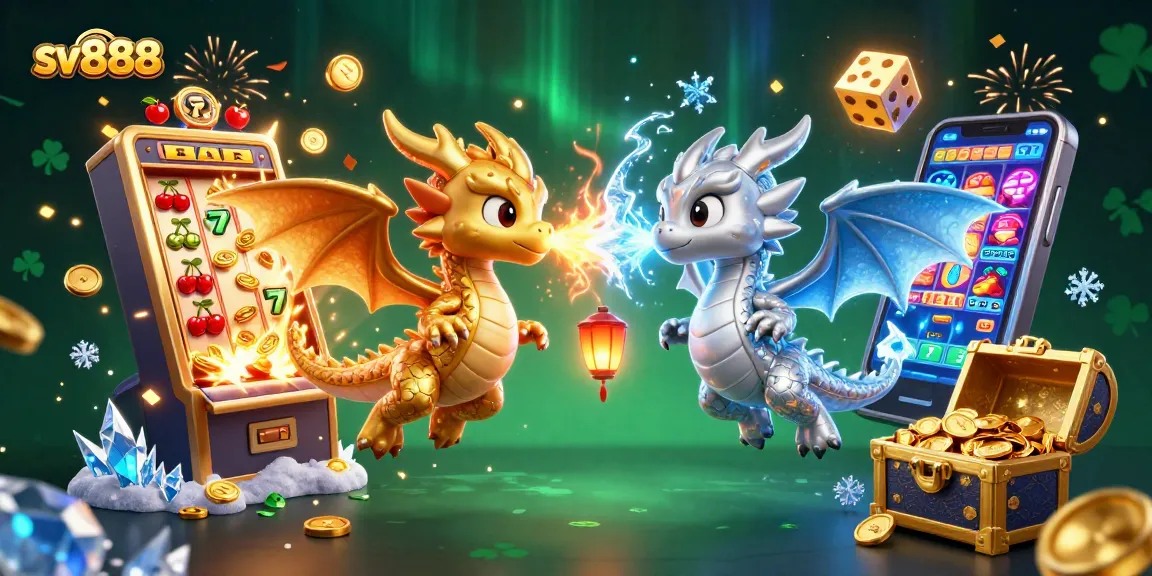 Engage in the thrilling world of sv888 as gold and silver dragons battle amidst a carnival of casino delights.
